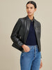 Image of Snap Tab Collar Leather Jacket