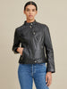 Image of Snap Tab Collar Leather Jacket