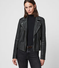 CARGO LEATHER BIKER JACKET For Womens