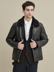Daniel Faux Fur Collar Mens Leather Jacket