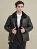 Image of Daniel Faux Fur Collar Mens Leather Jacket