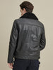 Image of Daniel Faux Fur Collar Mens Leather Jacket