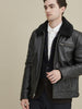 Image of Daniel Faux Fur Collar Mens Leather Jacket