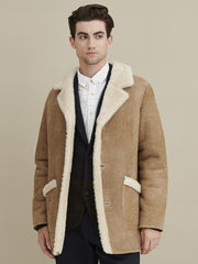 Real Shearling Three Button Marlboro Coat