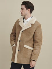 Real Shearling Three Button Marlboro Coat