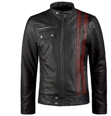 Black and Red Slim fit Stylish Mens leather jacket